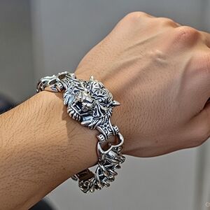 Fashion Tending Jewelry Stainless Steel Lion Tiger Link Bracelet Unisex Jewelry